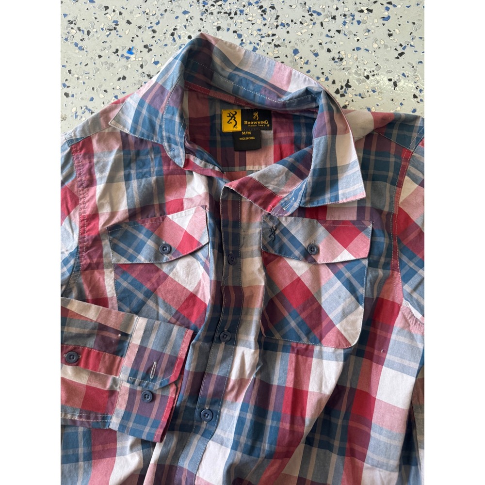 Browning Mens Plaid Button Down Shirt Casual Outdoor Hunting Medium M